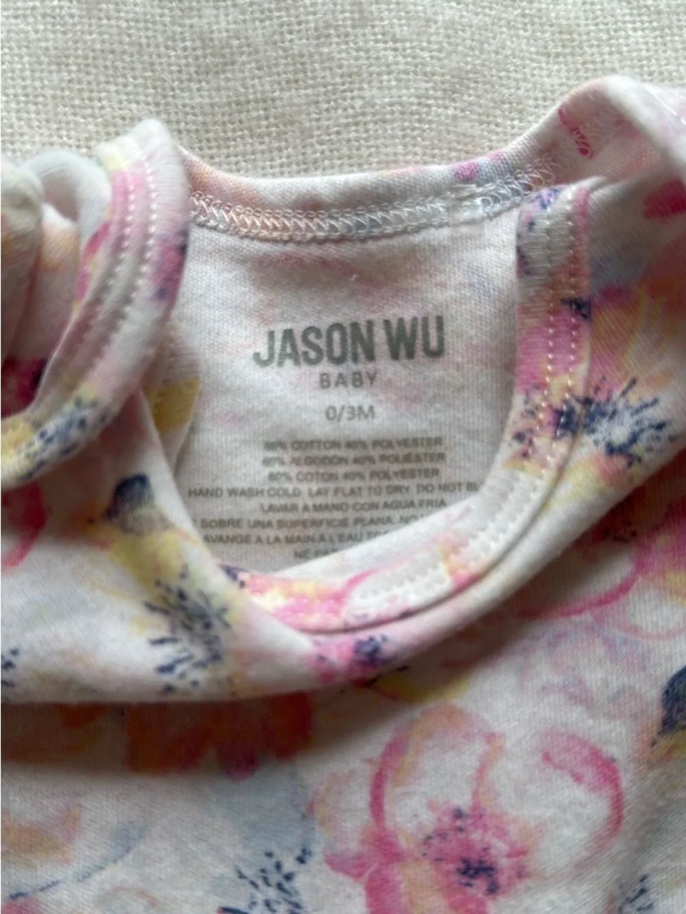 Jason Wu Floral Short-Sleeve Baby Bodysuit in Pink Yellow White